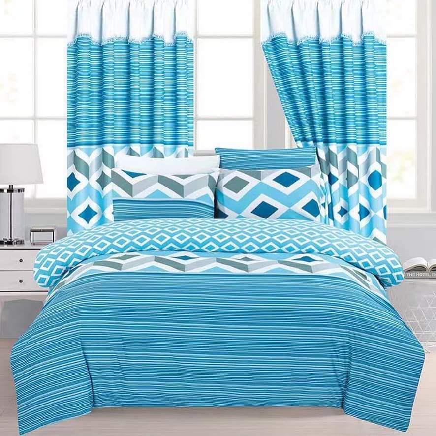 7pcs Woolen Duvet +Curtains Set