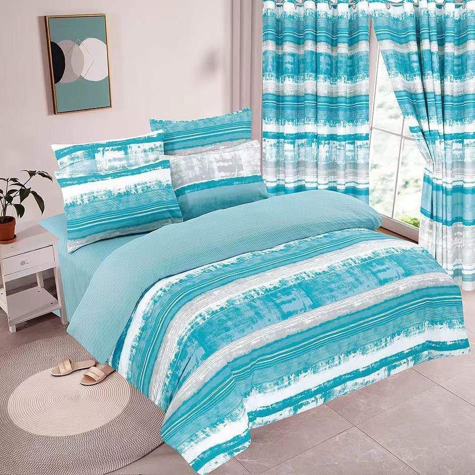 7pcs Woolen Duvet +Curtains Set