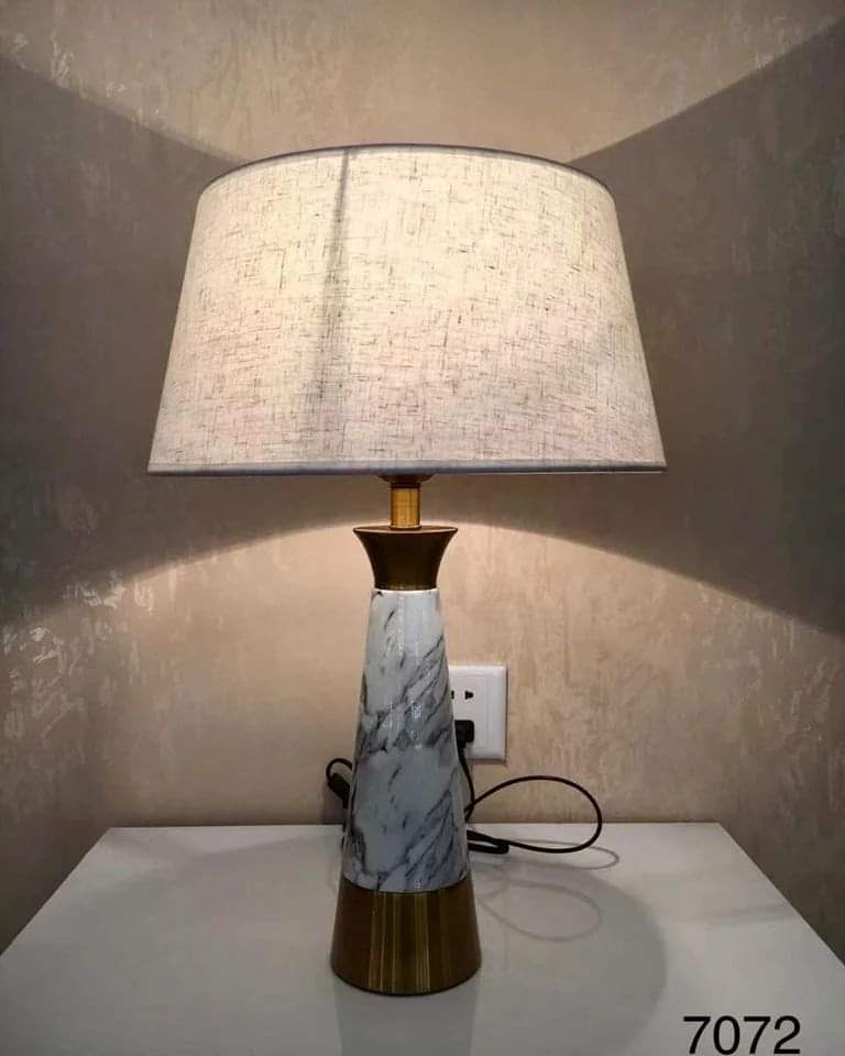 Marble effect modern style bedside lamp