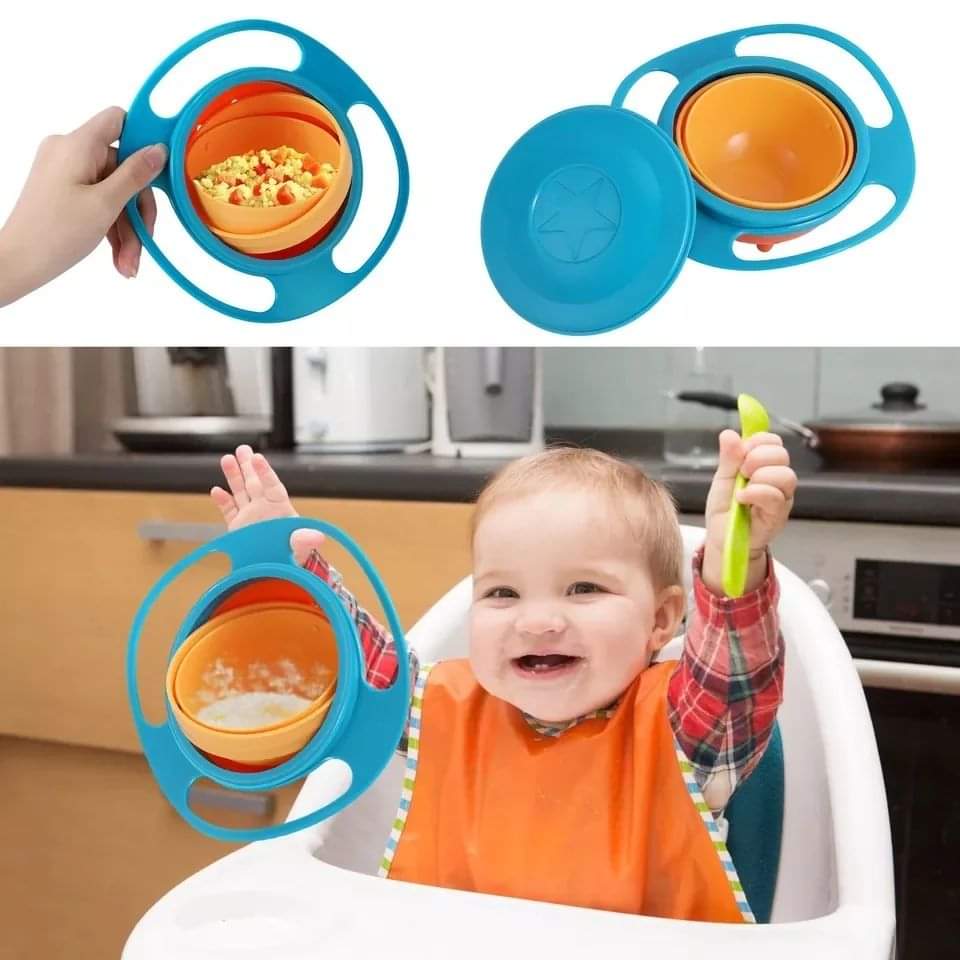 360 degrees rotatable non spill baby gyro bowl