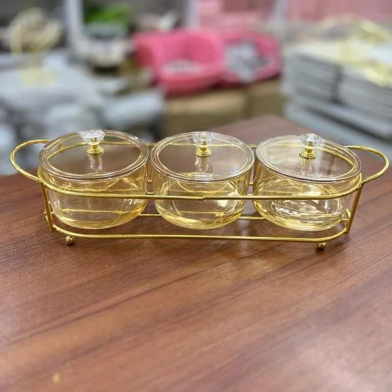 3pcs Glass Sugar Dish Set