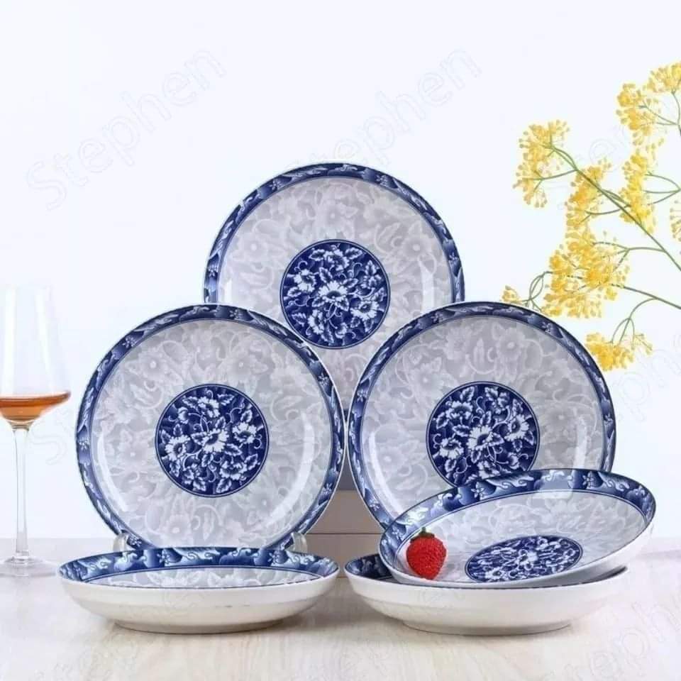 Ceramic blue dinner plate -6pcs