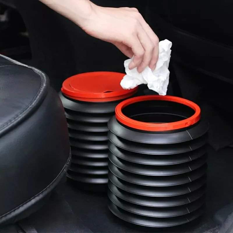 Collapsible car trash bin