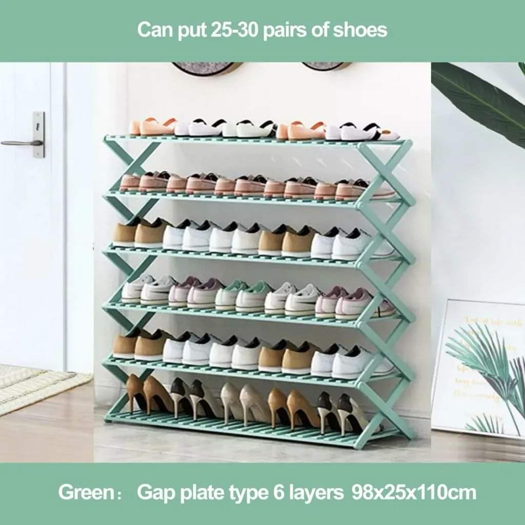 6-Tier foldable bamboo shoe rack