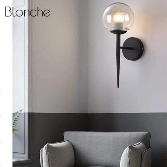 Black Globe Indoor Wall Sconce