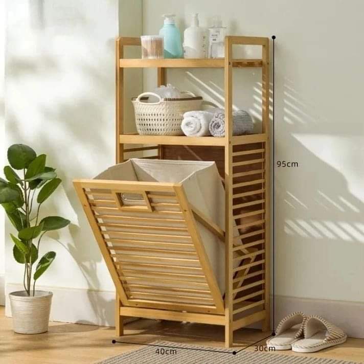 Bamboo bathroom hamper