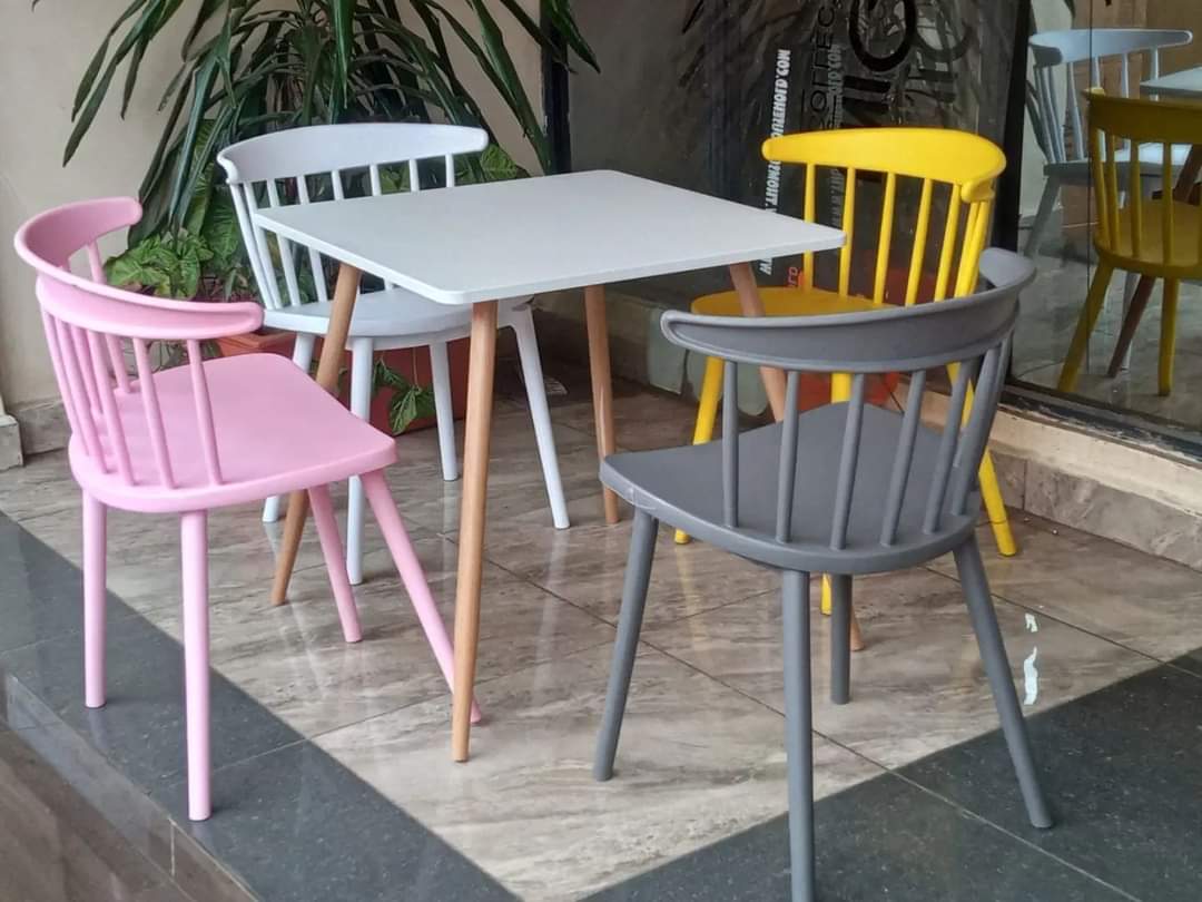 Square Wooden Table with metallic stands