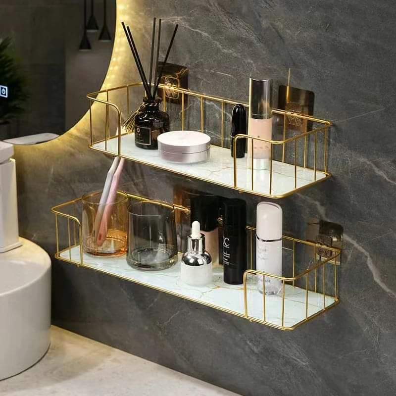 Bathroom Shelf with Marble Glass Plate