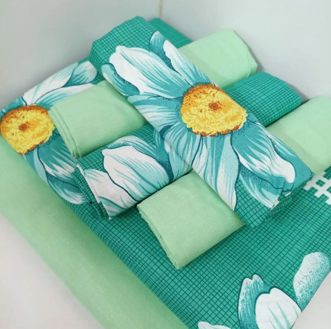 7*8ft- 6pc pure cotton bedsheets