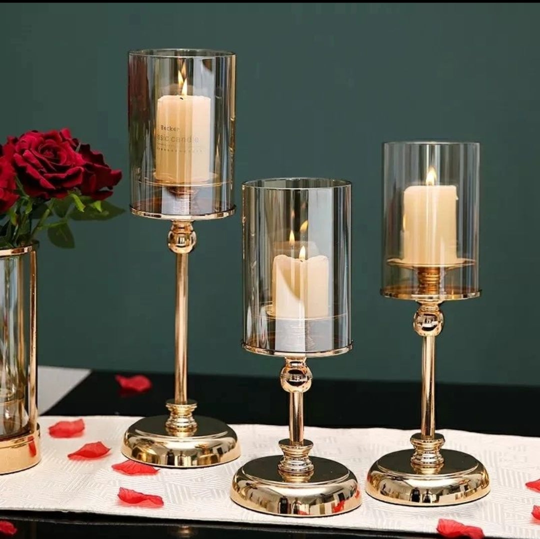 3pcs Luxury  golden candle holders