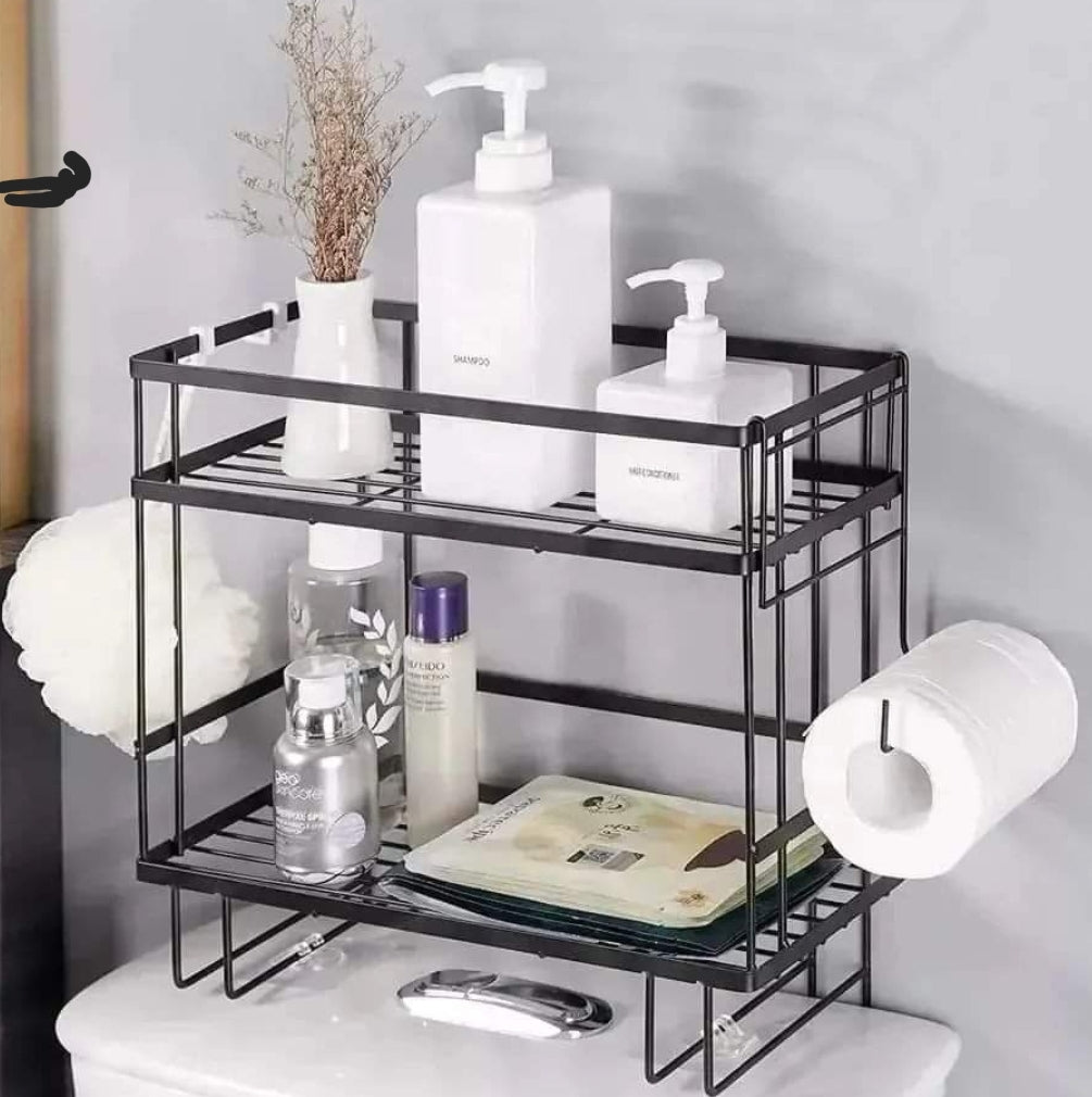 Double layer bathroom/toilet racks with tissue holder