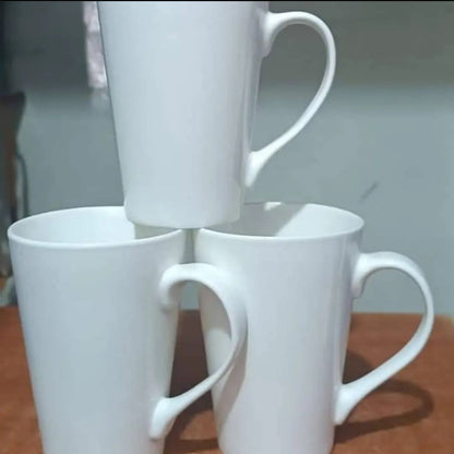 6pcs Long White Ceramic Mugs