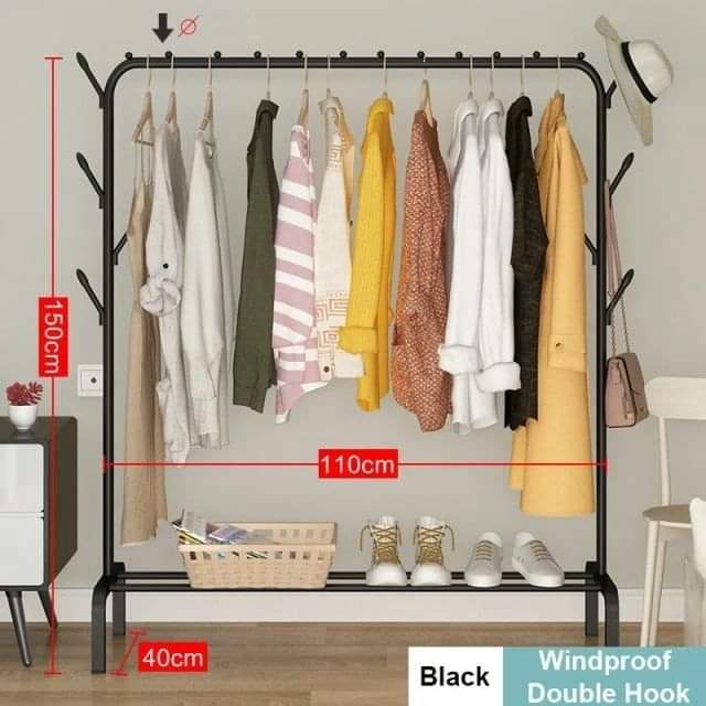 Metallic shoe rack with coat hanger